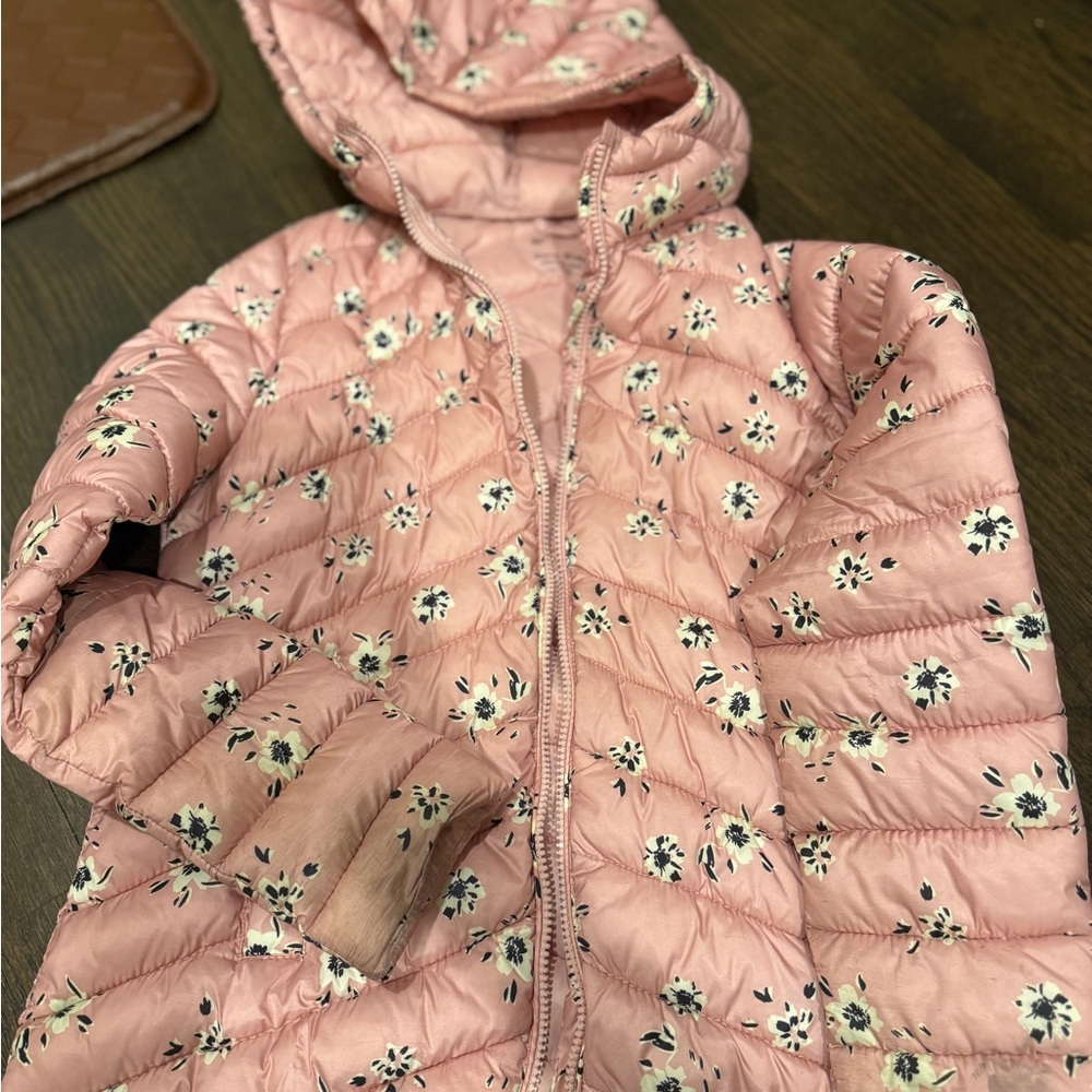 Zara Pink Floral Puffer Jacket for Kids